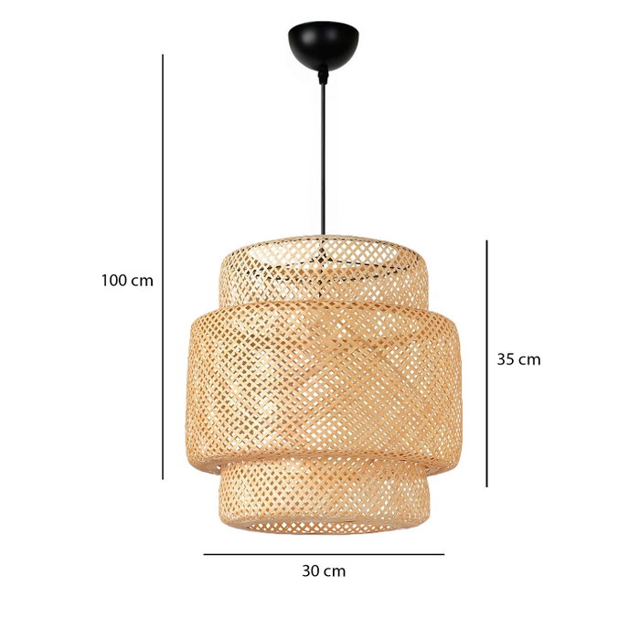 Opviq Lámpara de araña AYD-3564 de bambú, Beige y Negro